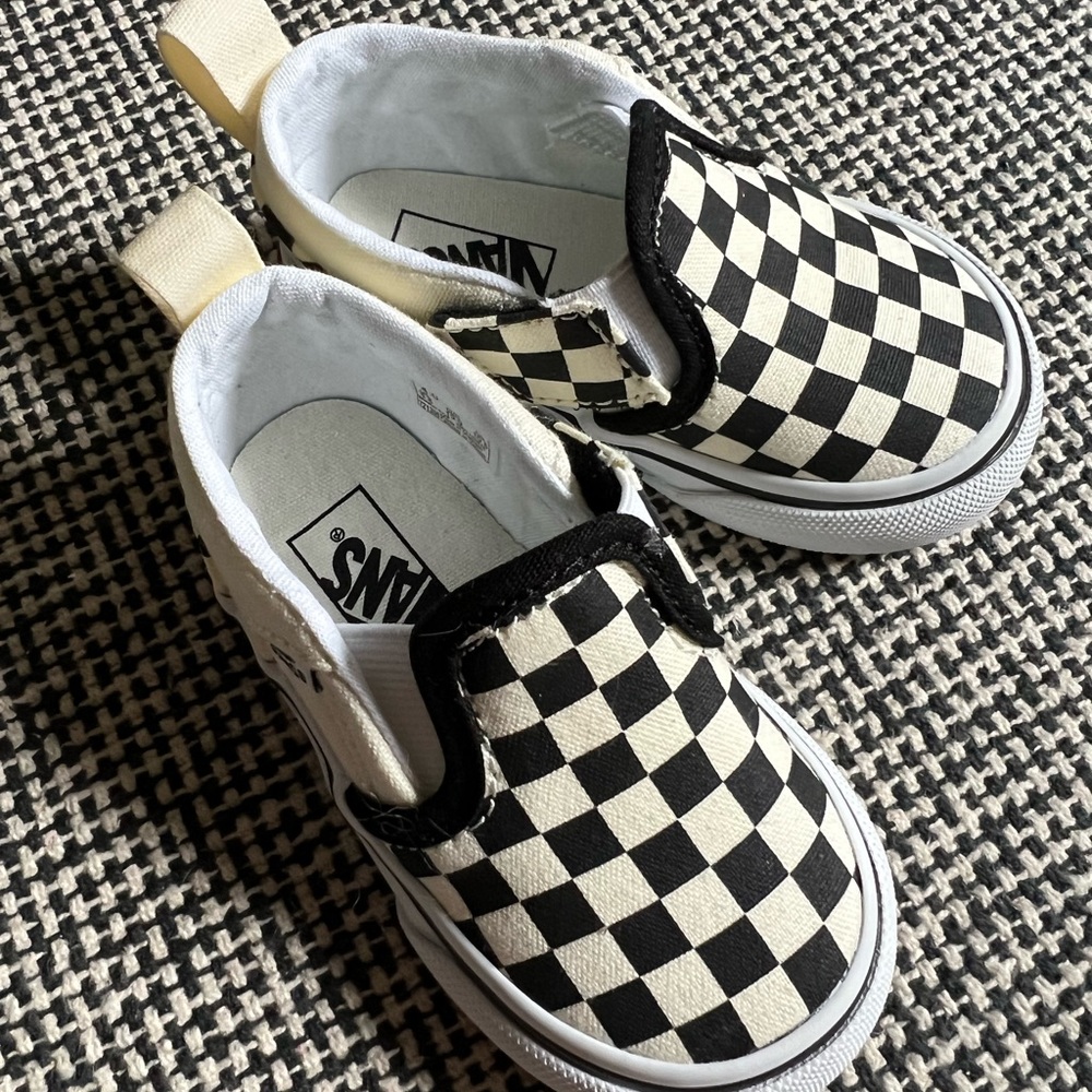 Infant baby checkered slip on vans